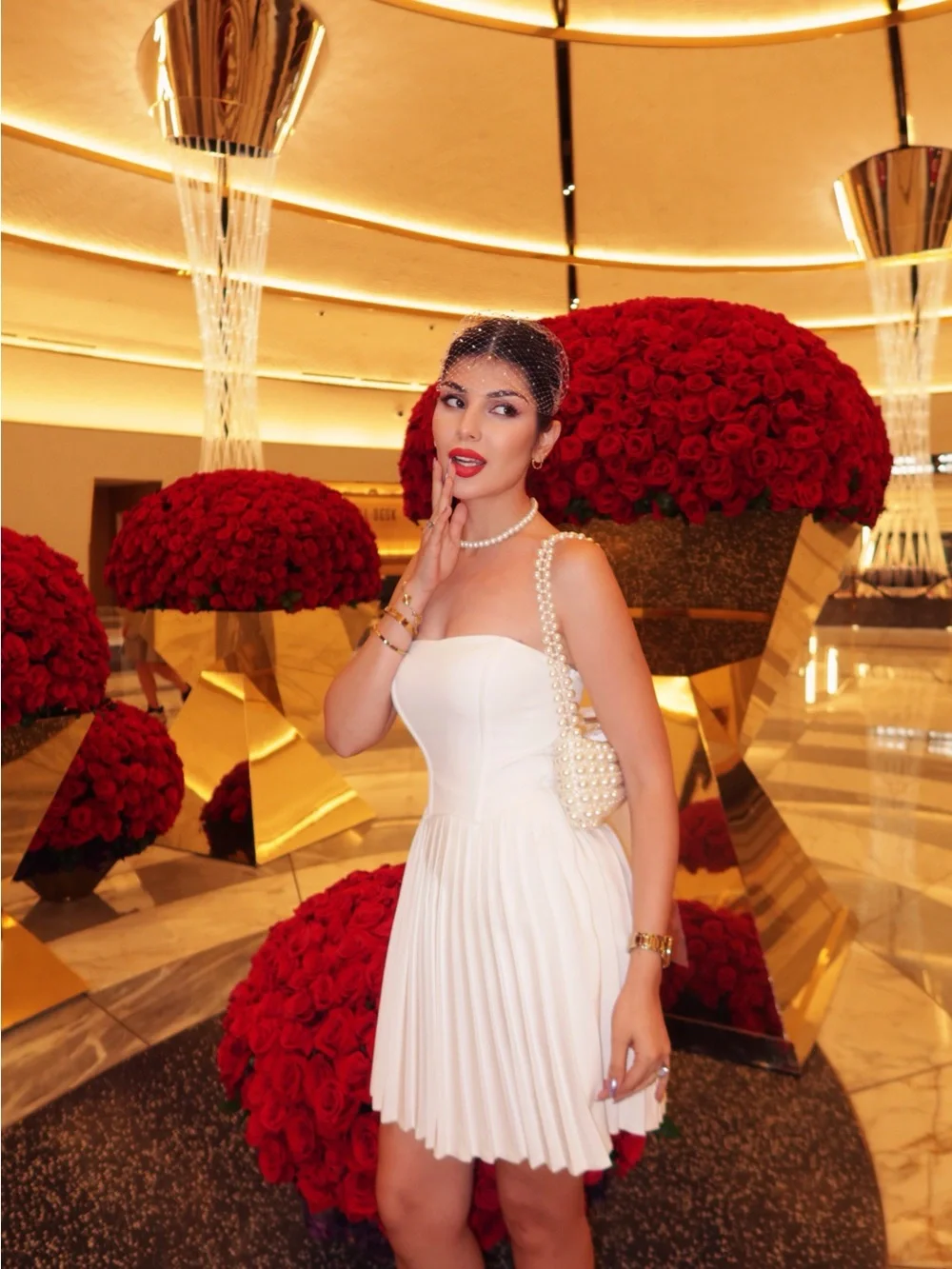 White Strapless Pleated Mini Dress